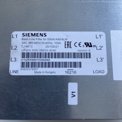 Siemens Basic Line Filter 6SL3000-0BE25-5DA0 Vers: A