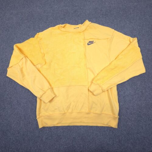Nike Jumper Womens SMALL Yellow Icon Clash Crew Neck Fleece Long Sleeve Size S