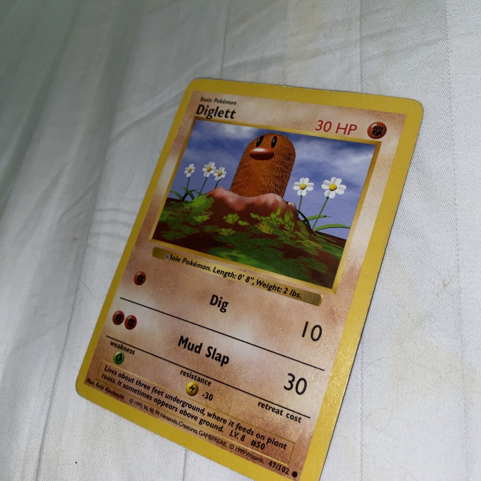 1st Edition Shadowless Diglett 47/102 Base Set Rare Vintage Pokemon Card - NM