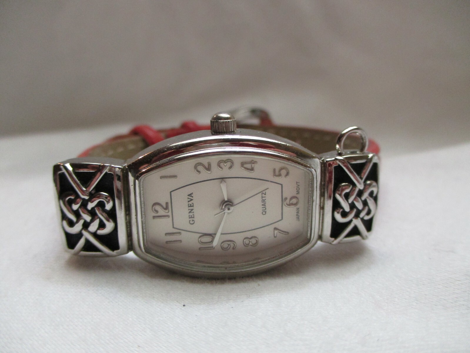 Geneva Wristwatch Silver Tone Rectangular Face Re… - image 1