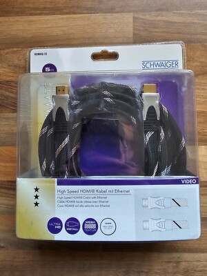 Schwaiger 5m Flachkabel High Speed HDMI Kabel Ethernet 5 Meter 4K 3D UHD FULL HD