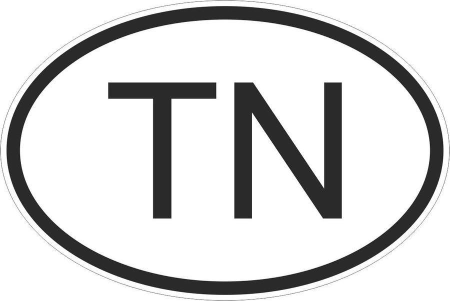Autoadesivo Bandiera Ovali Codice Paesi Automobile Motocicletta Tunisia TN