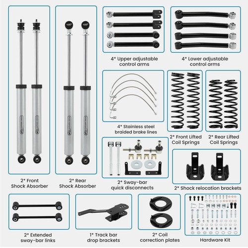 4" Lift level Kit for Jeep Wrangler JK Unlimited 2WD/4WD 4DR 2007-2018 - Picture 7 of 12