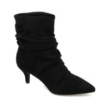 Journee Collection Womens JO Black Comfort Kitten Heel Slip On Slouch Boot NIB