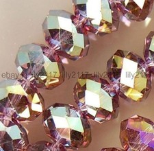 Wholesale 1000PCS 3x4mm Purple Multicolor Faceted Crystal Gems Loose Beads