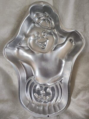 Vintage 1998 Wilton 2105-3070 Halloween Ghost In Pumpkin Aluminum Cake Pan
