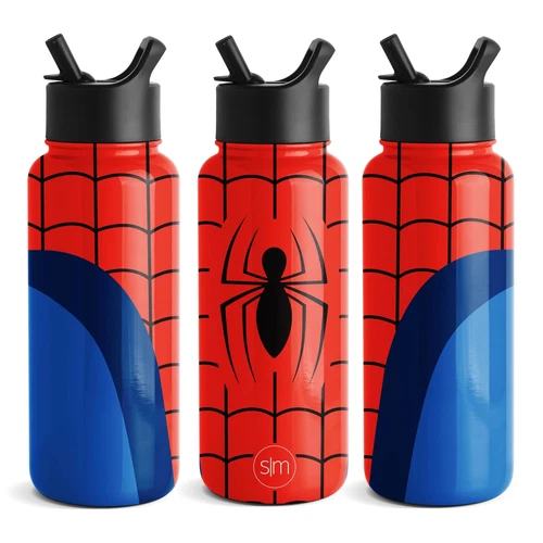 32oz Spiderman Water Bottle with Straw Lid, Vacuum Insulated