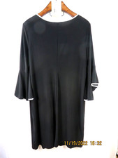 TIANA B. SZ 2X Black White Trim Bell Flared Sleeves Stretchy Knit Tunic Dress