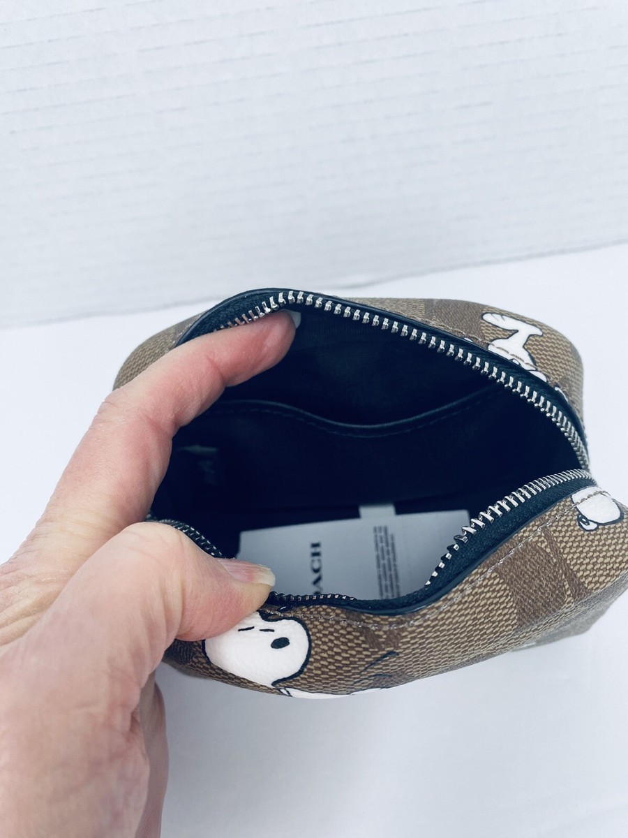 Coach X Peanuts Mini Boxy Cosmetic Case Signature Canvas With