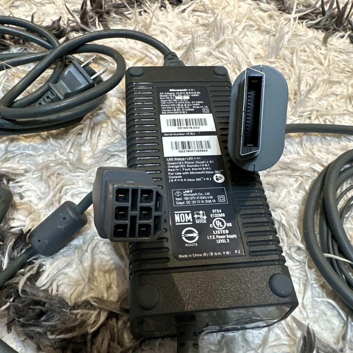 Rev MatriX 中古 15P2oz Microsoft Xbox 360 Power Supply Brick AC Adapter Cord 150w Jasper
