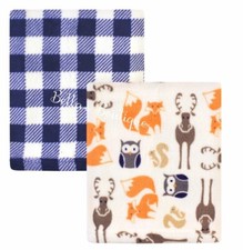 HUDSON BABY 2 COZY WOODLAND PLUSH SOFT BLANKET.