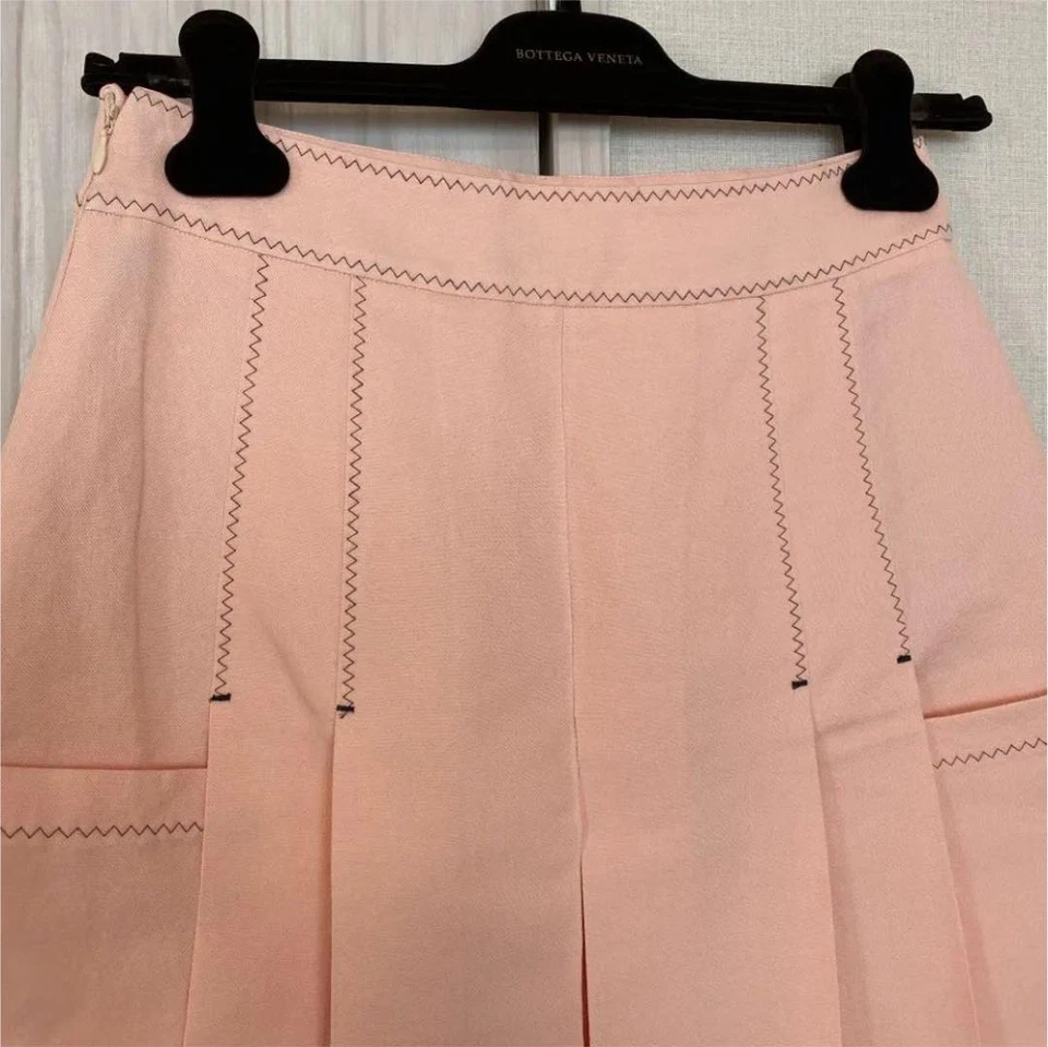 Falda Plisada Bottega Veneta Rosa Algodón Liso Talla 38 Hecha en Japón Usada Foto 2 de 3