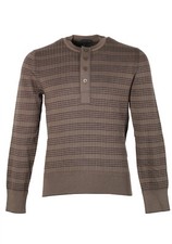TOM FORD Brown Long Sleeve Henley Sweater Size 48 / 38R U.S. In Silk Blend Sw...