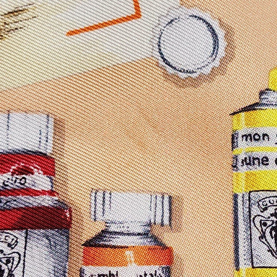 mc14 Gucci Scarf Large Size Paint Brush Pencil Flower Card Silk Pink eBay