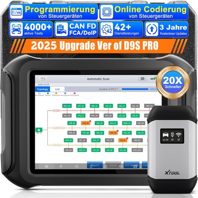 XTOOL D9S PRO ALLE SYSTEM OBD2 Diagnosegerät ECU Programmier Coding Scanner 