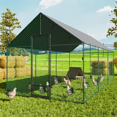 Recinto para pollos gallinero resistente a la intemperie jaula para pollos recinto exterior de metal para pollos - Imagen 16 de 18
