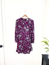 Loft 6 Purple Floral Flower Boho Ruffle Dress Women’s 6 Small 