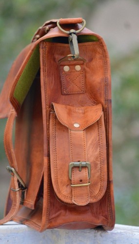 Maletín mensajero de cuero vintage para computadora portátil bolso hecho a mano genuino para hombre 20 - Imagen 5 de 5