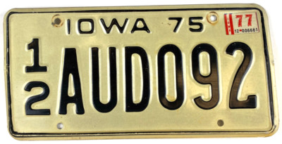 Vintage Iowa Auto 1977 License Plate 12 AUD 092 Butler Co Man Cave Wall ...