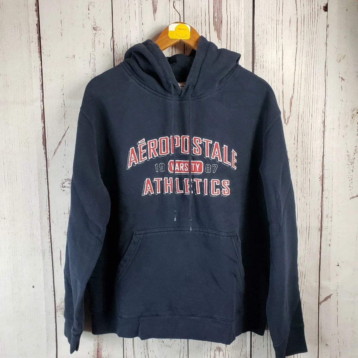 Aeropostale Varsity Athletics Hoodie Mens Size Large Pullover Long Sleeve Blue
