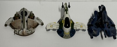 Lot Of 3 Titanium Series Star Wars Ships Swamp Speeder Fett Slave One Tri Fighte