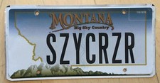 MONTANA VANITY LICENSE PLATE " SZYCRZR " SUZY CRUISER CRUIZE SUE SUSIE LO RIDER