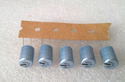 5 x Alu-Elektrolytkondensator - 100 µF - 35 V - 20%  - Radial - RM 5 mm - NEU