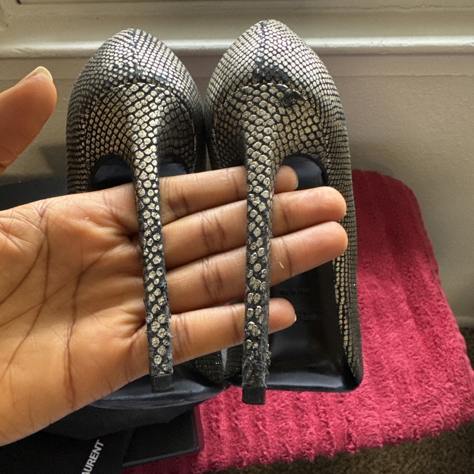 Saint Laurent Paris Notched Python-Embossed Leath… - image 7