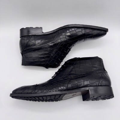 Mezlan McKay Cap Toe Boots Men\'s Size 10 M Black Crocodile Embossed Leather Black Solid Mezlan for Men for Sale | Shop New & Used Men main image 4
