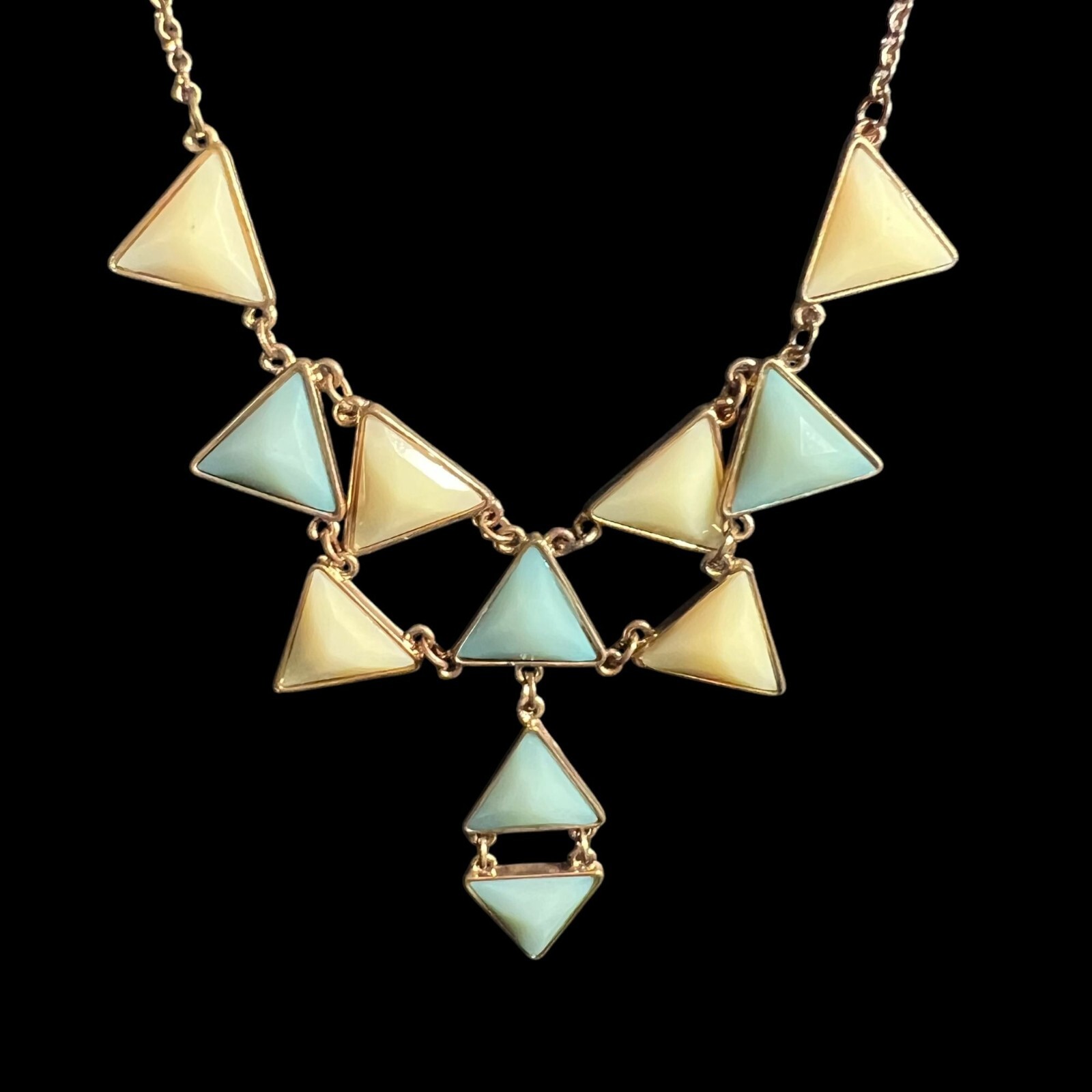 Geometric Triangle Statement Necklace Mint Cream … - image 2