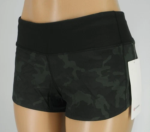 NEW LULULEMON Speed Up 2.5" LR Short 6 Incognito Camo Gator Green