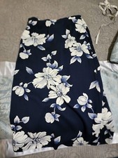 Long Navy Floral Skirt Alfred Dunner Size 8