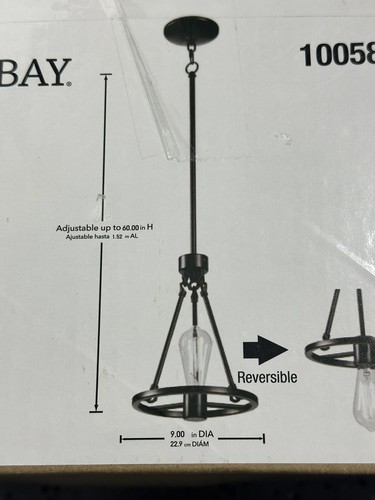 Hampton Bay HDP00006 Stratton 1-Light Black Mini Pendant with No Shade - Picture 9 of 11