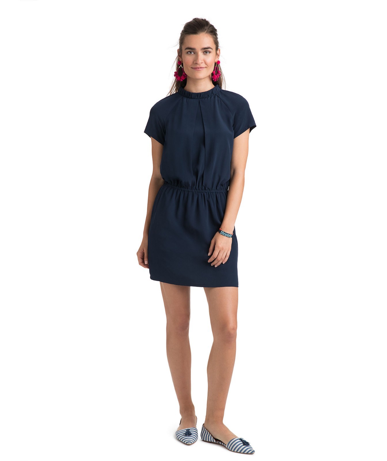 dark blue silk dress