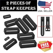 2 pcs Silicone Watch Strap Band Hoop Loop Retainer Buckle Holder Ring Keeper