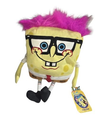 Nanco SpongeBob SquarePants Plush Stuffed Toy w/ Glasses Pink Hair Animation