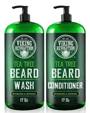 Tea Tree Oil Beard Wash and Beard Conditioner For Men - Natural Beard Softene...