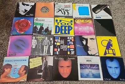 20 GENESIS PHIL COLLINS PETER GABRIEL 45 PICTURE SLEEVE LOT OF 20 NO VINYLS 