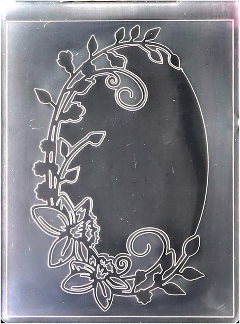 Kwan Crafts Floral Oval Frame Embossing Folder 10.5x14.5cm Card Making Scrapbook