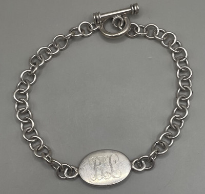 Sterling Silber 925 Mexico Damen Armband Monogramm geätzte Initialen BL