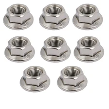 8 M10 x 1.25mm Pitch Metric fine Pitch 304 Stainless Steel Hexagonal Flange Nuts