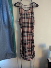 Plaid Sleeveless Bodycon Dress with Adjustable Sides