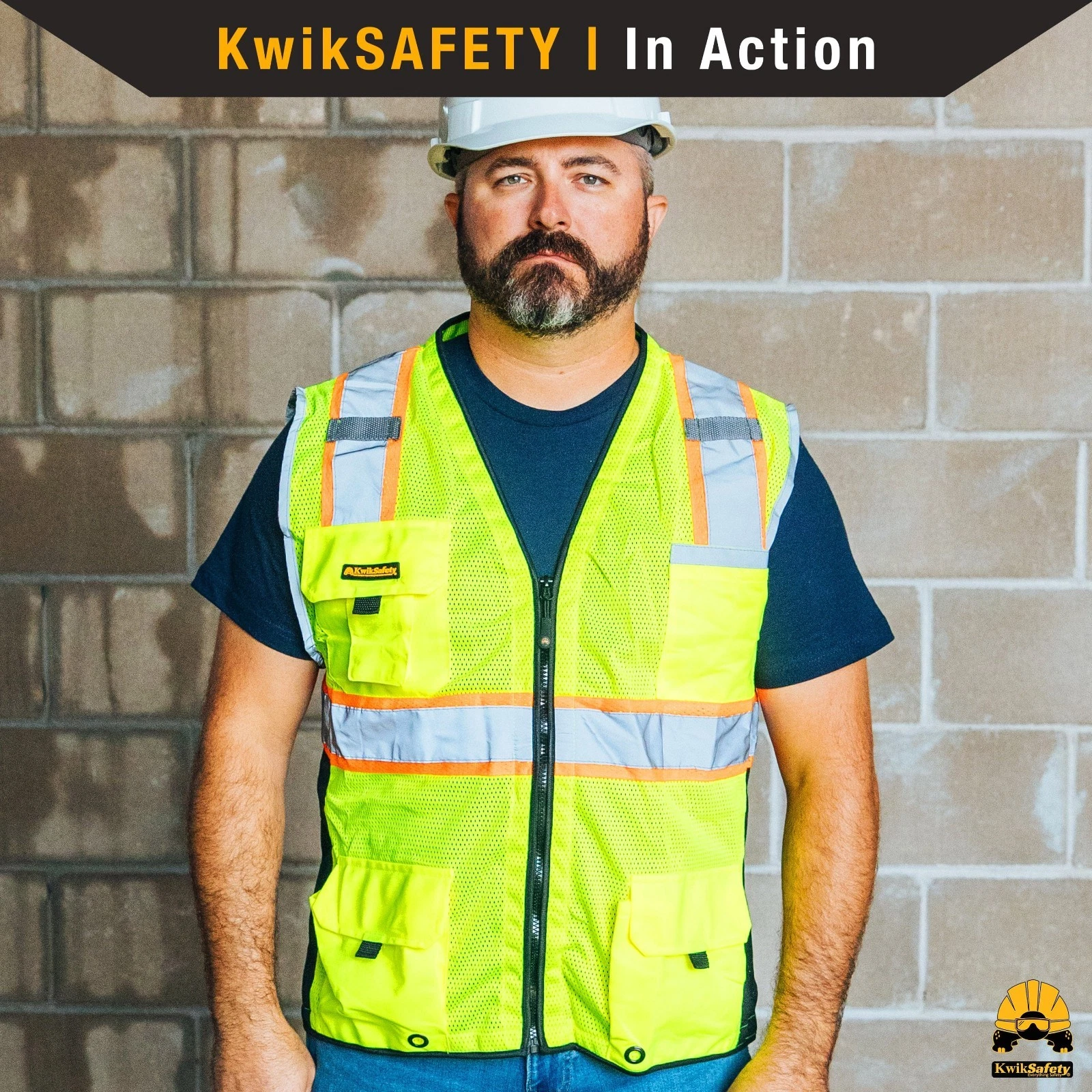 KwikSafety BIG KAHUNA (15 PACK) Hi Vis ANSI PPE Surveyor Class 2 Safety Vest - product detail image 7