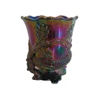 Vtg Mosser Glass  Acorn Pattern  Spooner Amethyst Carnival Glass Iridescent Twig