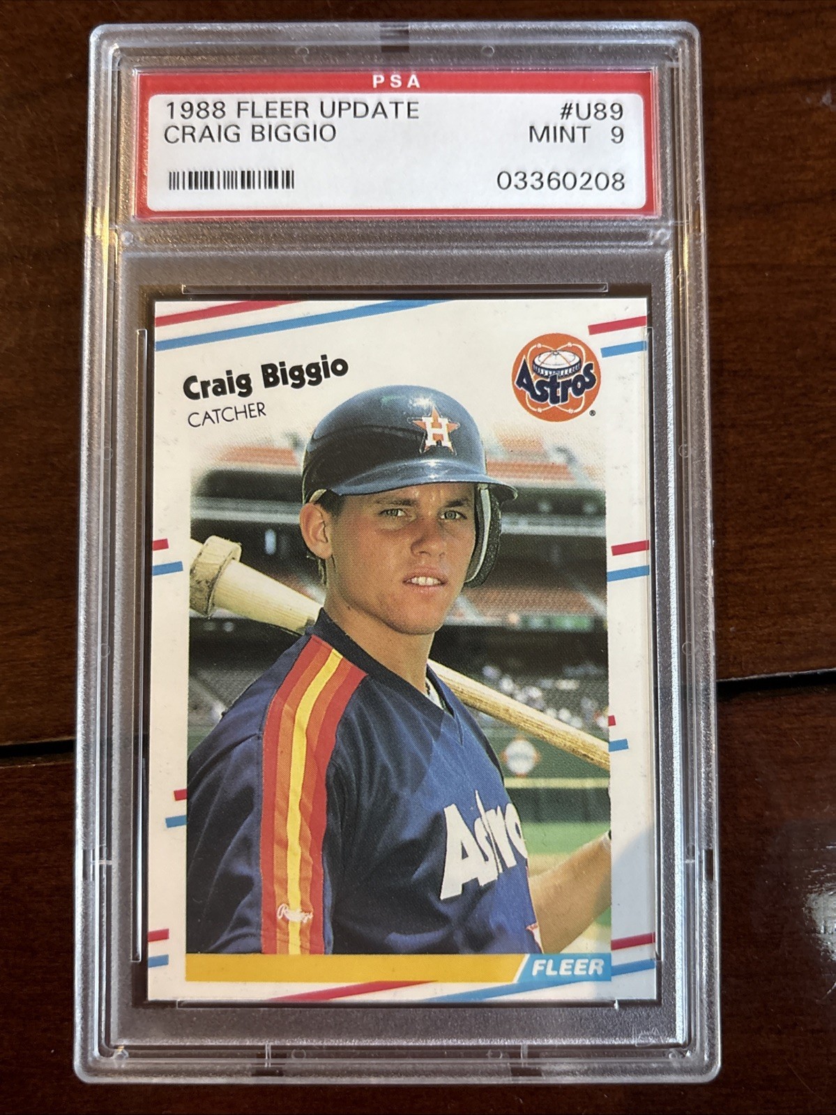 1988 Fleer Update Craig Biggio Rookie U89 PSA 9 Astros RC