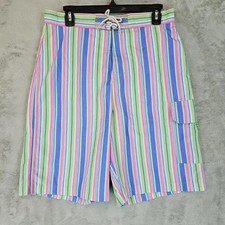Polo Ralph Lauren Swim Trunks Boys 20 Multicolor Stripe Board Shorts Mesh