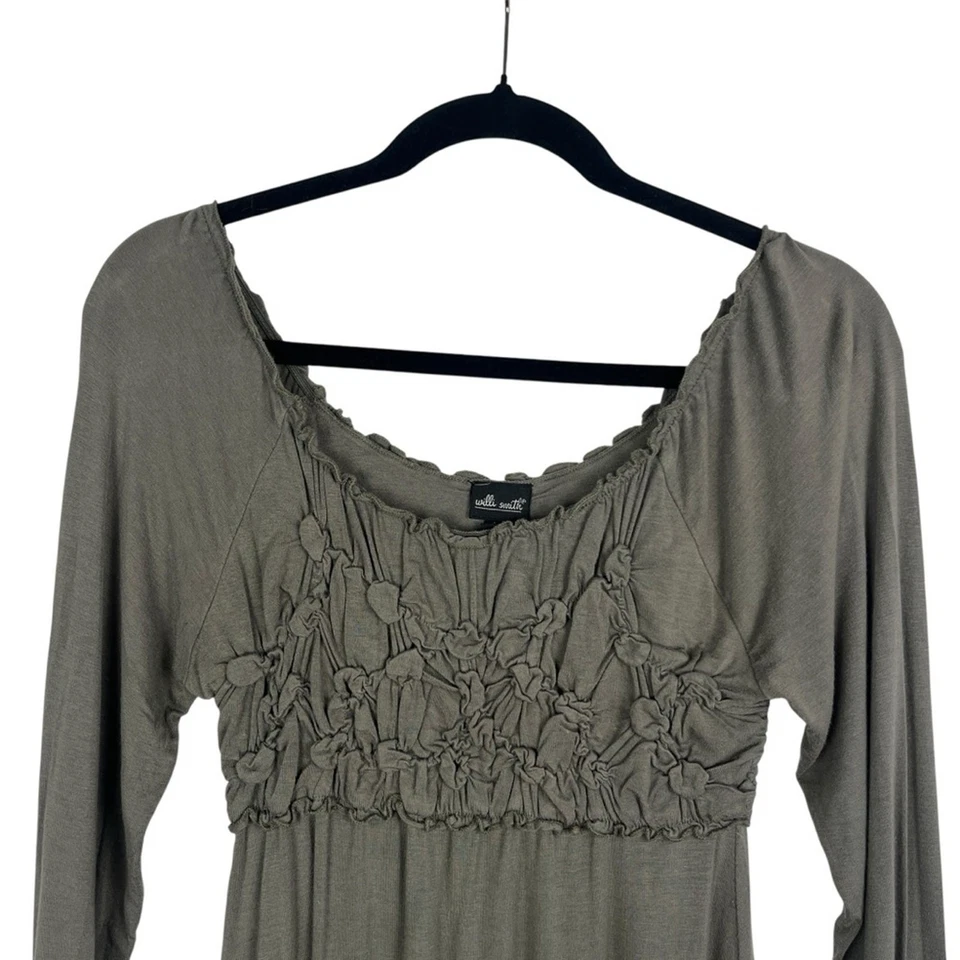 Babydoll Empire de manga larga para mujer Y2K corpiño reunido talla mediana Top Elena Foto 4 de 4