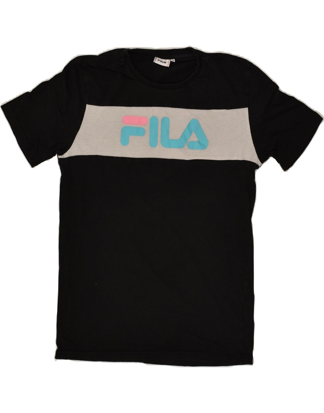 FILA Maglietta Uomo Grafica Top Piccolo Nero Colorblock Cotone AR08