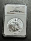1999 American Silver Eagle Dollar $1 Graded NGC MS69 BU 1oz Silver Coin (1556)