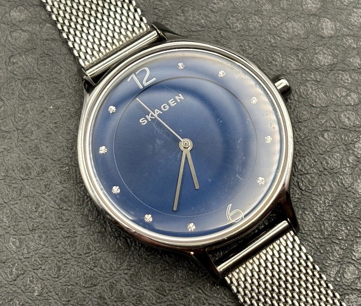 Skagen Anita Stainless Steel Mesh Blue Dial Women display picture 1